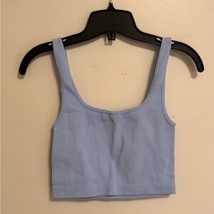 Zara Blue Sleeveless Fitted Crop Tank Top